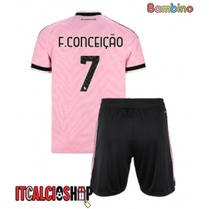 Juventus Francisco Conceicao #7 Seconda Maglia Bambino 2026-27 Manica Corta (+ Pantaloni corti)